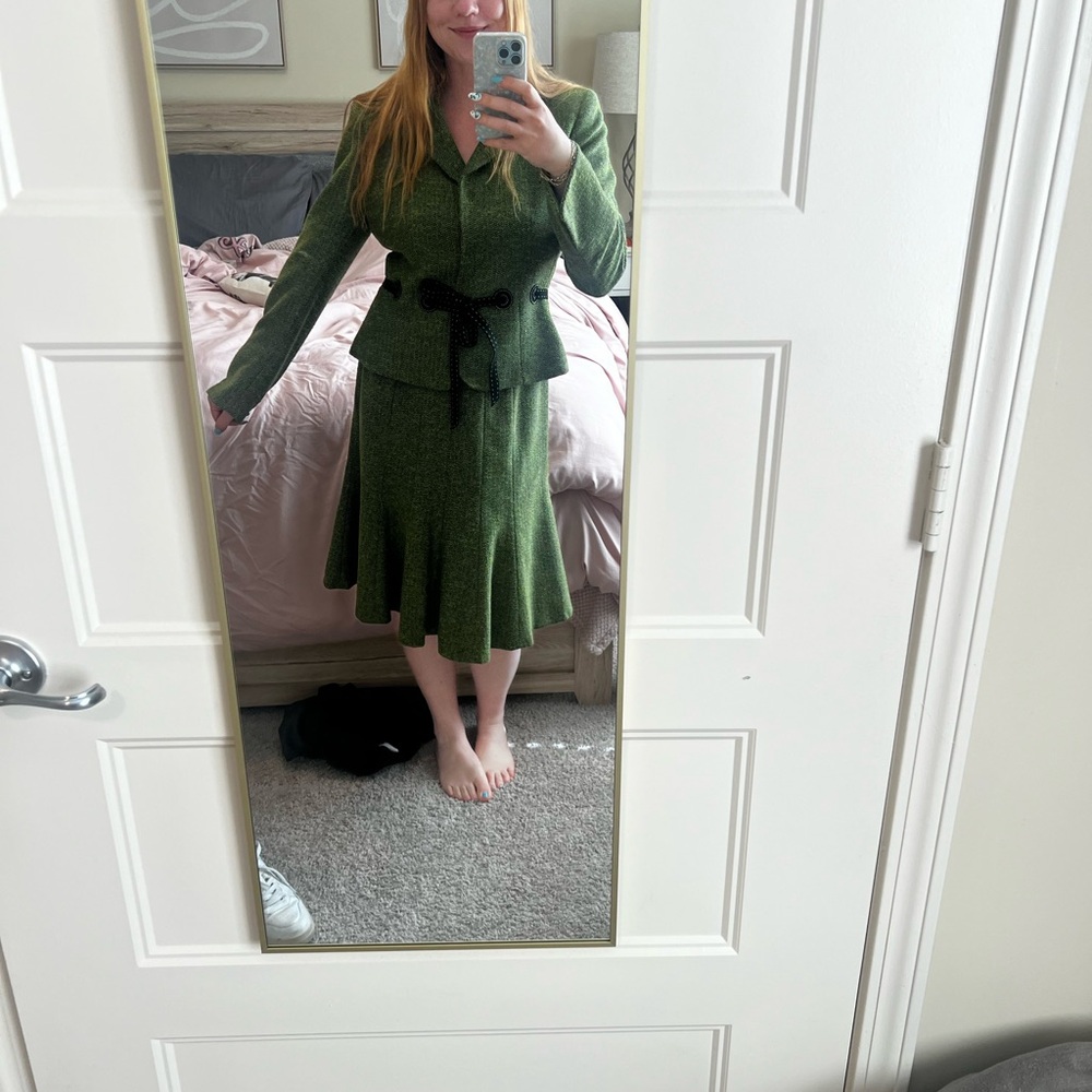 Vintage 80s/90s Nipon Boutique Green Skirt Suit
